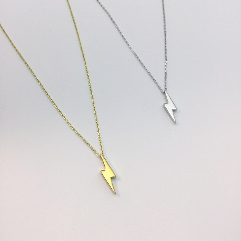 Sterling Silver Lightning Bolt Necklace Lightning Etsy