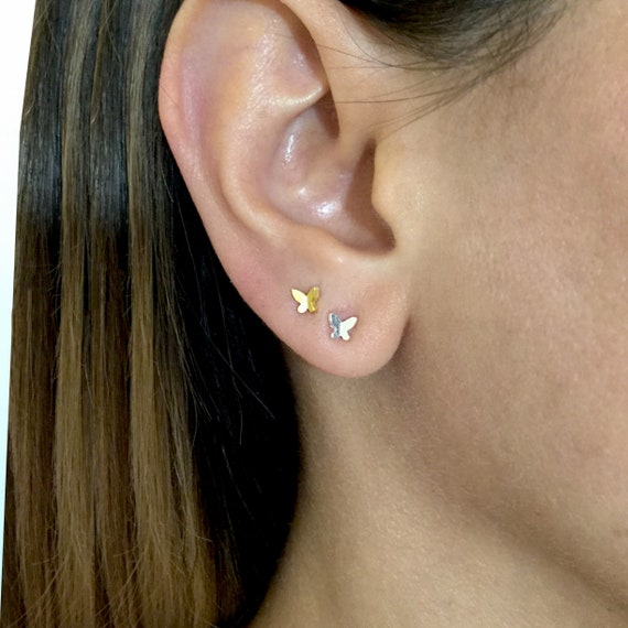 Small Butterfly Silver Stud for Nature Lover Earrings