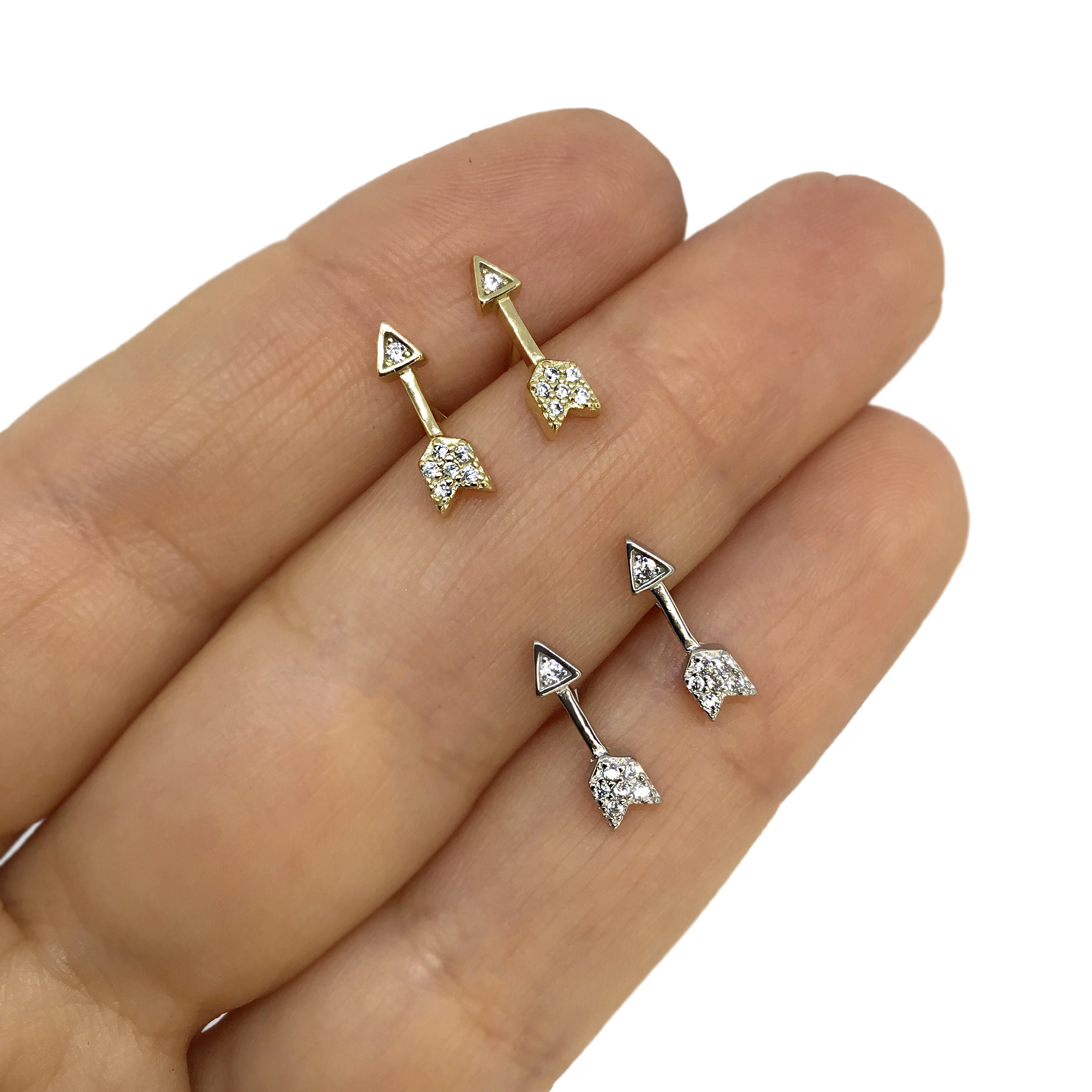 Arrows Stud Earrings in Sterling Silver Dainty Studs Small Etsy