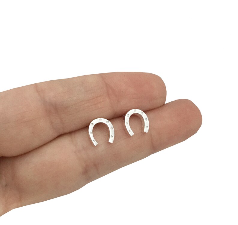 Sterling Silver Horseshoe Earrings Horse Shoe Studs Small Etsy