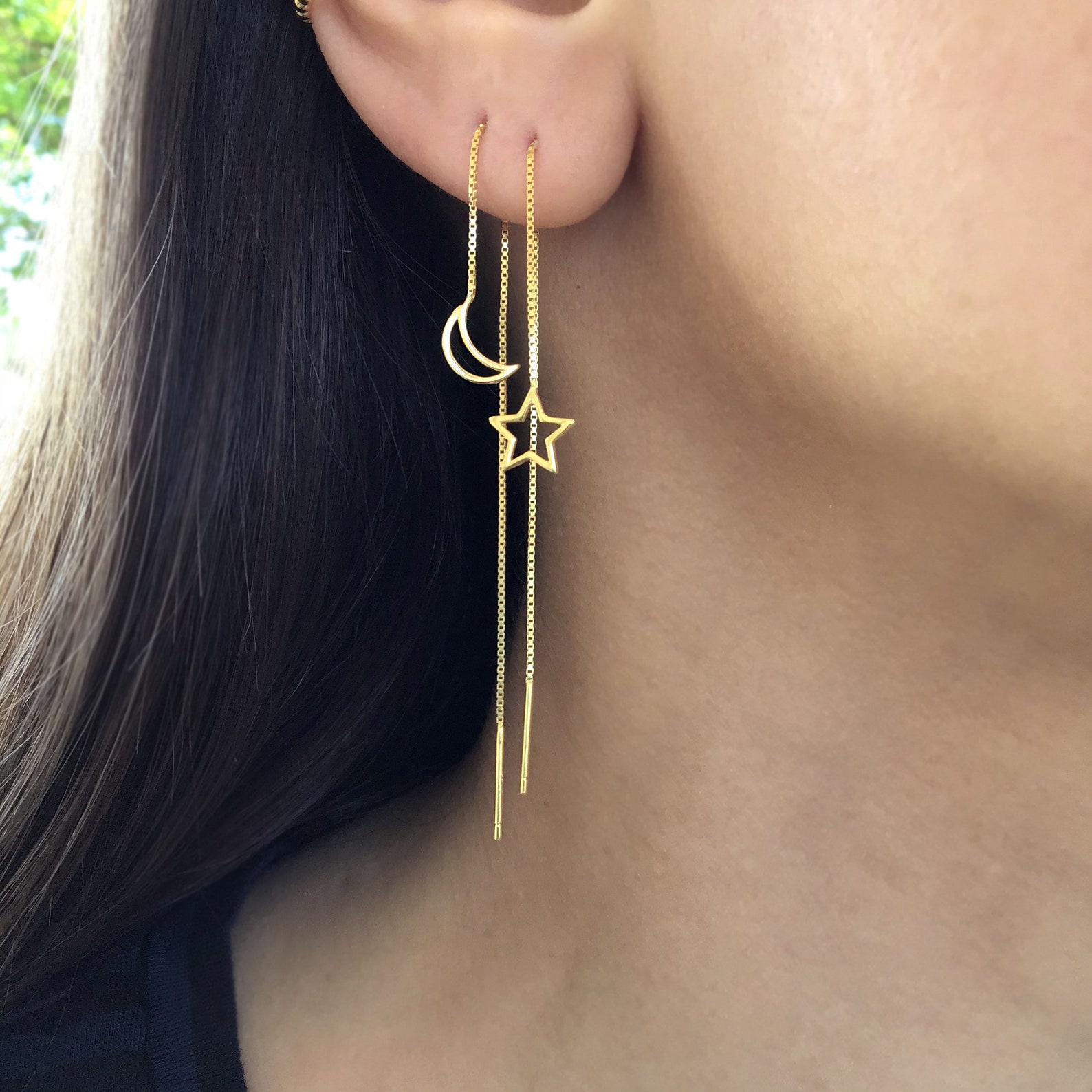 Sterling silver moon and star earrings Clearance