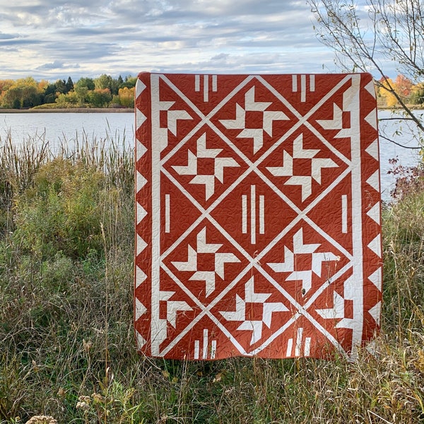 Ponderosa Quilt - Modern Quilt - Pumpkin Spice Quilt - Lap Quilt - Colourful Quilt Blanket - Handmade Patchwork Quilt