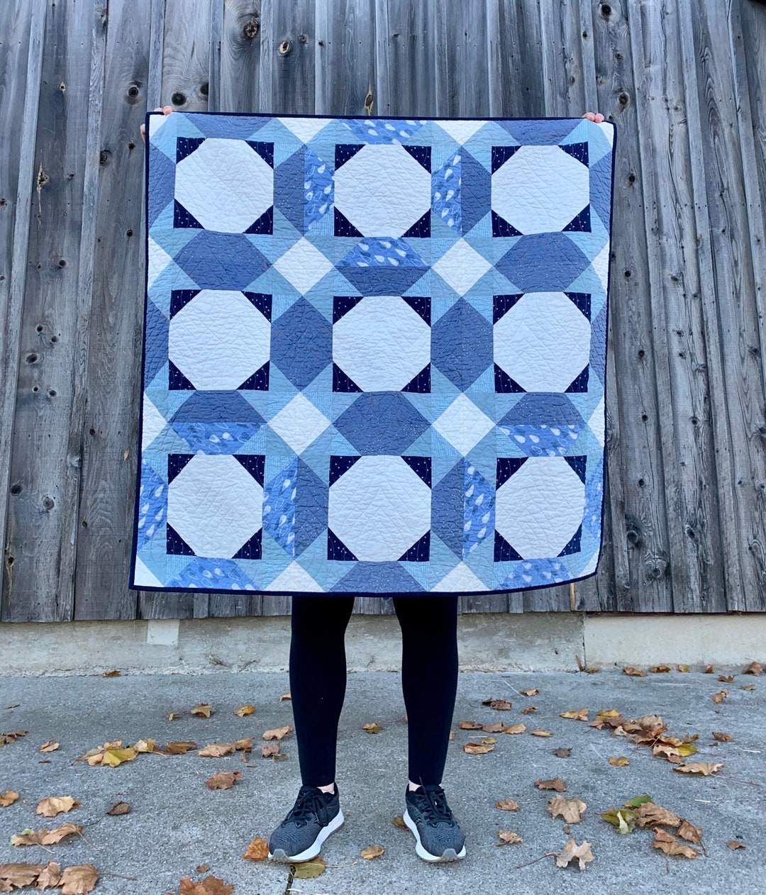 Blue Baby Quilt Enigmatic Modern Quilt Colourful Quilt Blanket Handmade