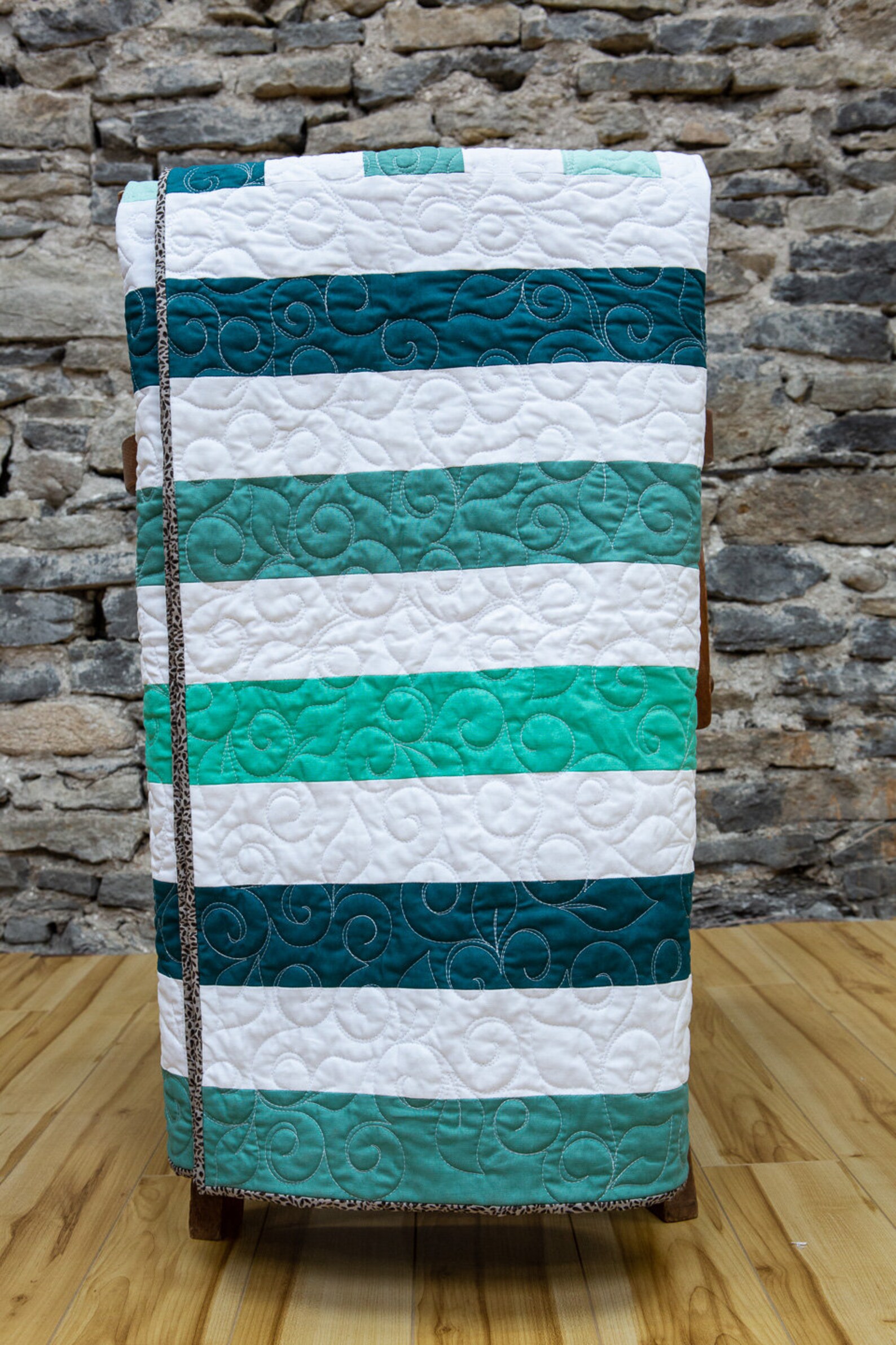 Teal Duo Quilt Modern Quilt Blanket Colourful Cotton Quilt Etsy