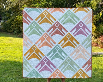 Persephone Quilt - Modern Quilt - Lap Quilt - Colourful Quilt Blanket - Handmade Patchwork Quilt