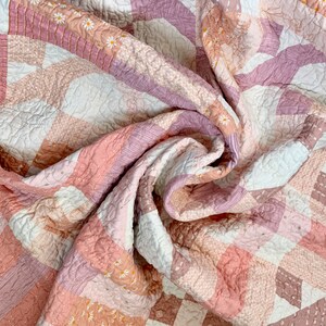 Siwa Lap Throw Quilt Pastel Quilt Modern Baby Quilt Blanket Colourful Cotton Quilt Handmade Patchwork Quilt image 2
