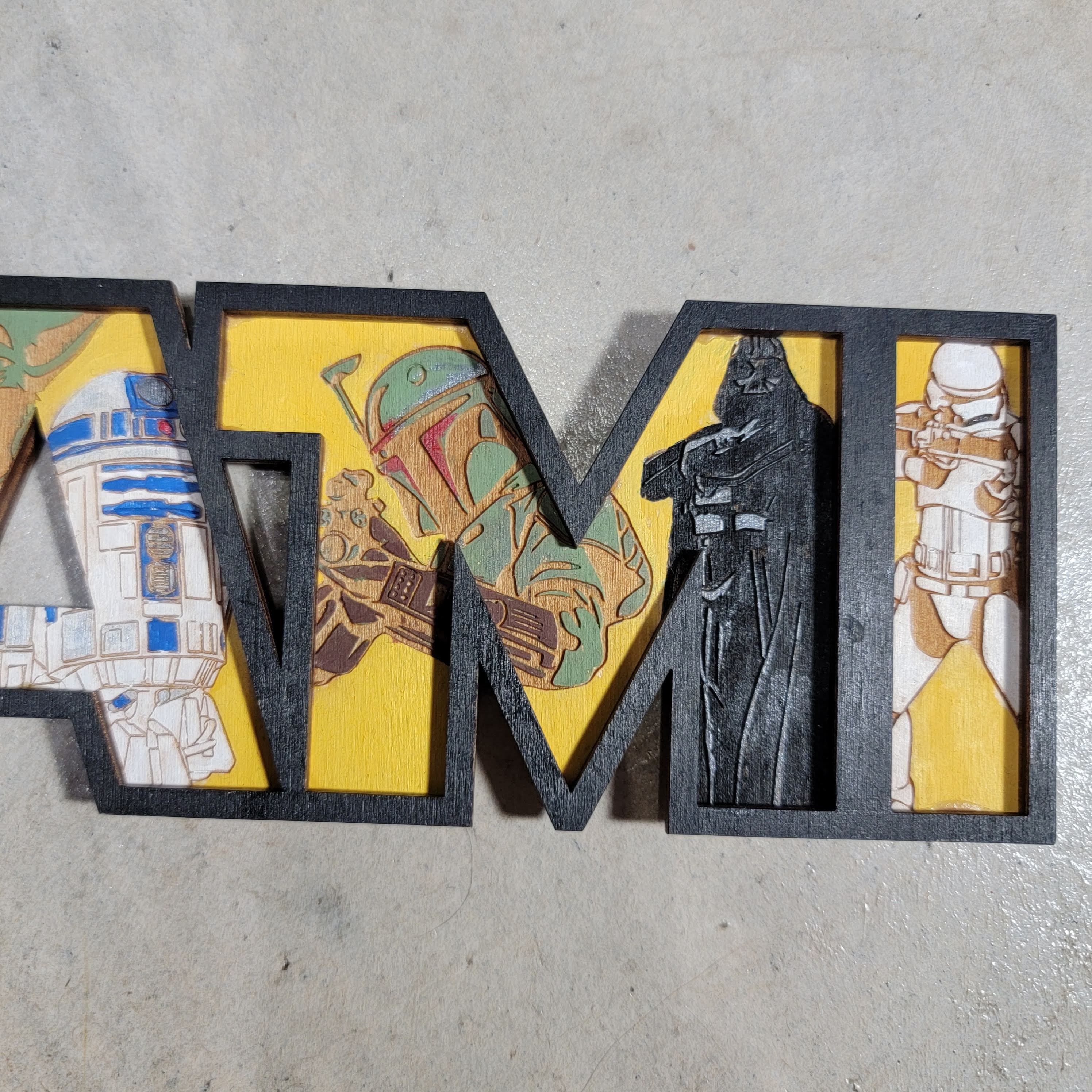 CUSTOMIZABLE Star Wars Name Laser Cut & Engraved Birch Wood Sign Triple