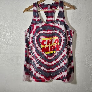XL-Rücken an Rücken CHAMPS Super Superbowl Kansas City Chiefs Batik-Grafik-Tank-Top Rasiermesser ärmellos handgefertigt KC Rotgrau