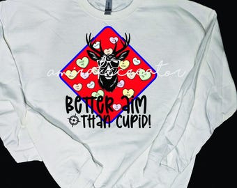 Valentines Boys Red SVG PNG CDR Graphic File Digital Shirt Sticker Better Aim Than Cupid hunting deer sunglasses Sublimation Digital File