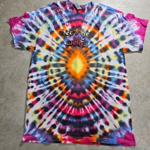 MEDIUM- Let&#39;s get Weird! Sunburst Cotton Tie-Dye T Shirt Adult MEDIUM Crewneck Short Sleeve Multi-color 100% Heavy Cotton Handmade