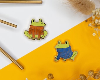 Enamel Sweater Frog Pin