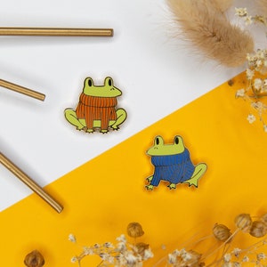 Enamel Sweater Frog Pin