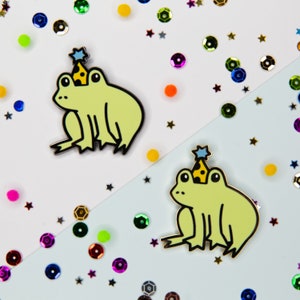 Enamel Party Hat Frog Pin