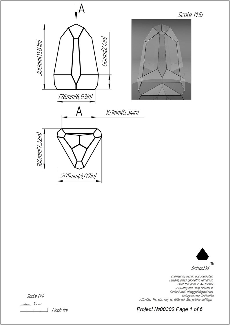 Printable pattern stained glass succulent terrarium schem.