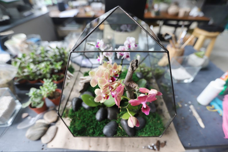 Glass decor hend made craft projecr book by Brillant3d Pattern geometric glass terrarium