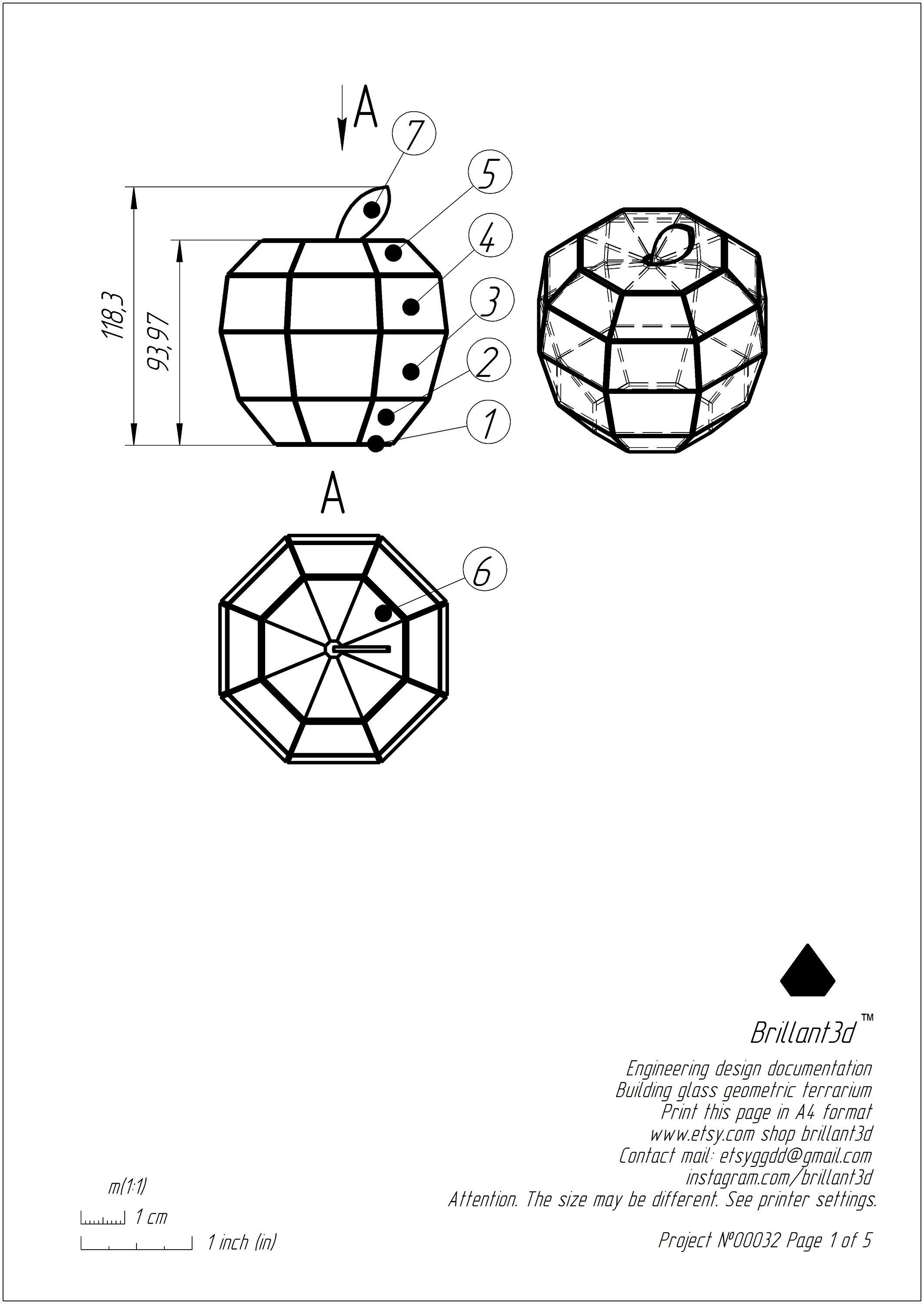 Stained glass apple printable pattern drawing / Project 0032 Etsy