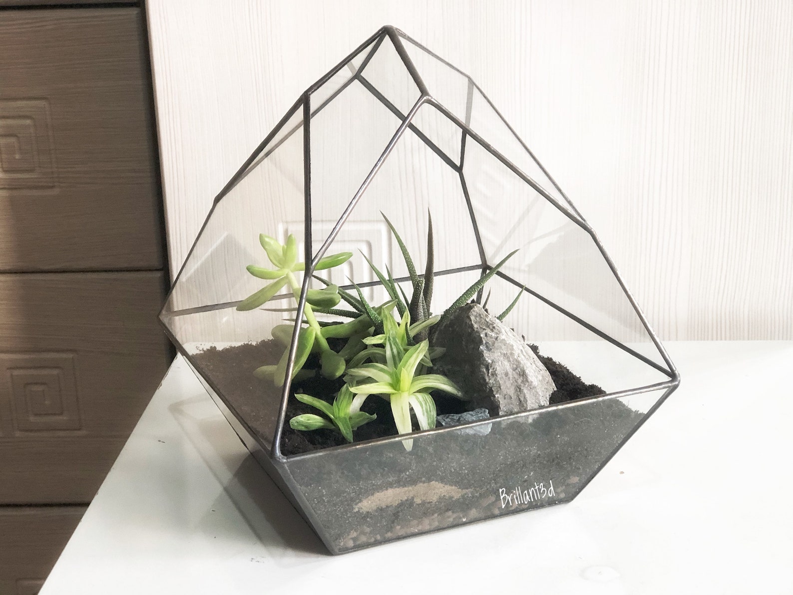 Geometric terrarium . Project 0220. height 165mm6.5in . Etsy