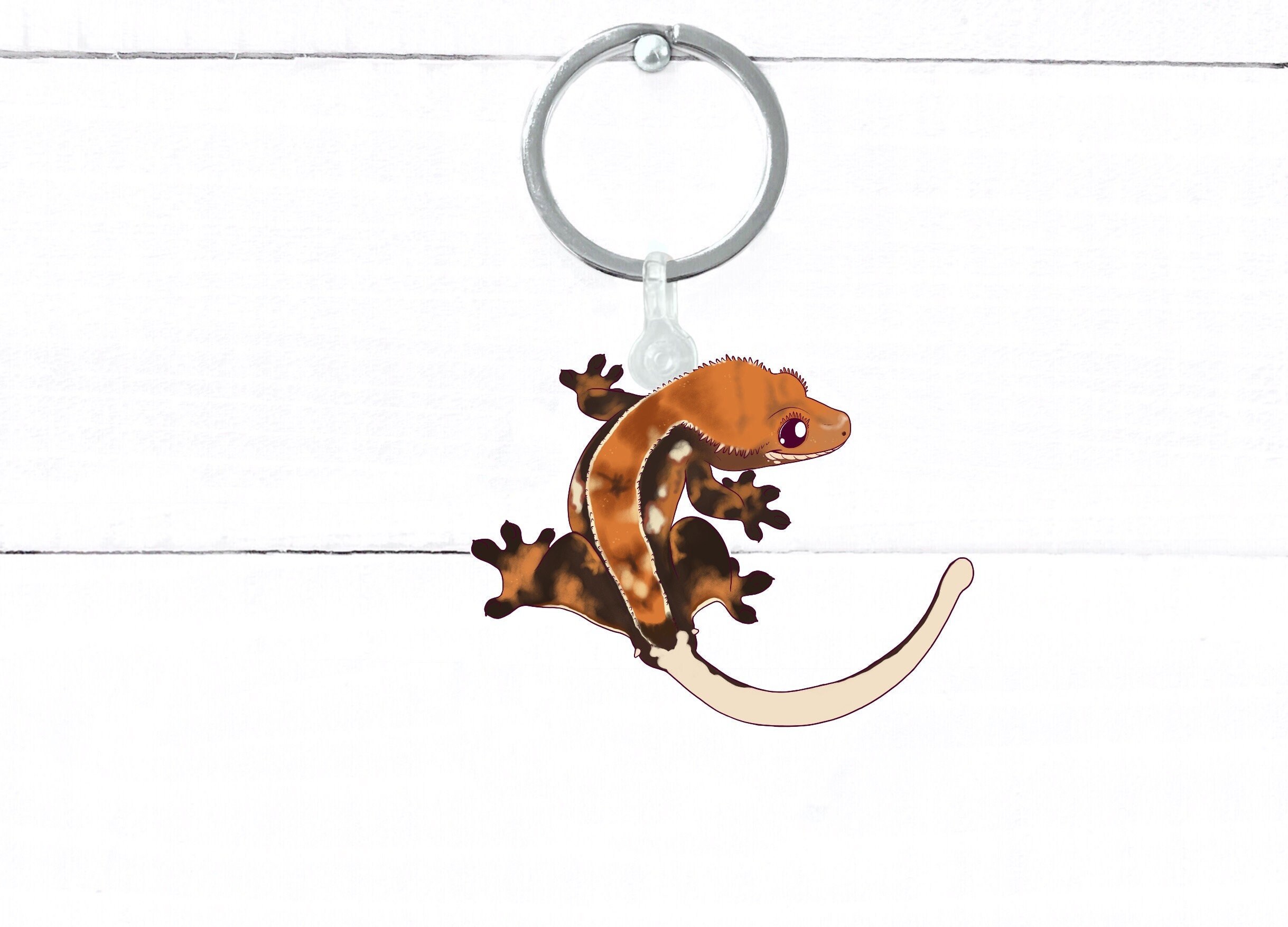Crested top gecko keychain