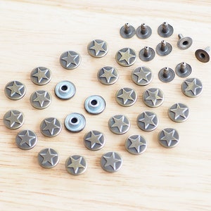 50 or 100 Sets of 9 mm Star Rivet Stud, Leather craft stud, Bag purse, belt stud, Decoration findings, Jeans, Craft / RV02