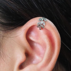 Olive leaf Ear Cuff Earrings, Leaf Vine Ear cuff, Sterling silver Ear Crawler, Fake Piercings, Cartilage ear cuff/ EX9
