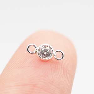 5 Pcs - 3mm Diamond CZ Connector, Sterling silver Cubic Zirconia Connector, dainty Jewelry Supplies / D44