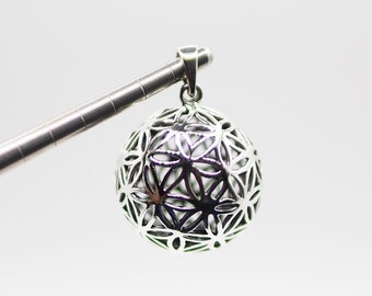 Sterling Silver 3D Flower of life Ball Charm pendants, Sacred Geometry charm, Meditation Mandala jewelry/ GG149