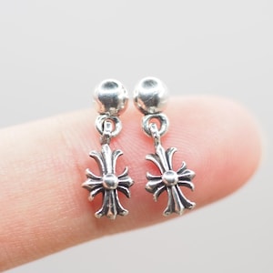 Cross Ball Stud Sterling Silver Jelwelry - Chrome World JP