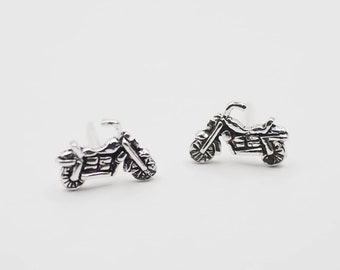 Pendientes de moto de plata de ley, pendientes de Harley Davidson, joyería de motociclista, idea de regalo para moteros / Q381P