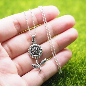 Sterling Silber Sonnenblume Baum Anhänger Halskette, Sonnenblume Schmuck, Du bist mein Sonnenschein, Geschenk für sie / DP19