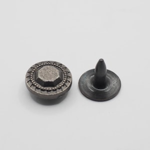 24 Sets of 9.5 mm Octagonal Stud Rivets, Round Rivet Stud, Leather craft, Geometric Decoration findings, Fashion stud / RV05