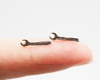 Silver925 wrench earrings, Tiny wrench Tool jewelry, Engineer gift idea, Gift for him, Christmas gift
