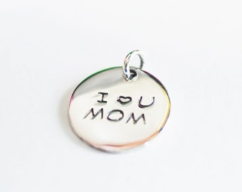 Mom Tag Charm pendants, I love you mom charm, sterling silver Jewelry Supplies, Family jewelry, Gift for mother /PD239