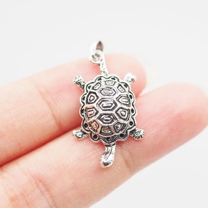 Sterling silver Turtle Charm pendants, Tortoise charm, Turtle Necklace, Reptiles charm / DP6