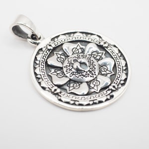 Tibetan Design Blossom Lotus Charm Pendants, Sterling silver Lotus Charm, Mandala Necklace For Women Tibetan Buddhism Jewelry / GG44