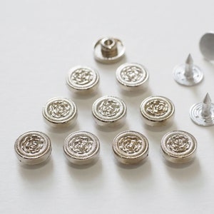 20 Sets of Silver Rose Stud Rivets, Flower Rivet stud , Leather craft, Decoration findings, Fashion stud / RV33