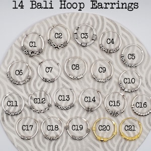 Tribal Bali Hoop Earrings, Boho Earrings, Cartilage Hoop Earrings, Unisex earrings 10-16 mm, balinese hoops, small hoop earrings