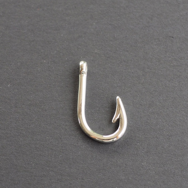 1 piece - Sterling silver Small Fish hook Charm pendants, Jewelry Supplies, Fish hook Necklace, Nautical jewelry