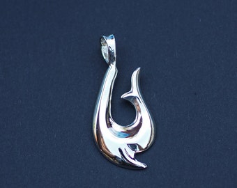 Maori Fish hook Charm pendants,Sterling silver Fish hook, Fish hook Necklace, Nautical Beach jewelry / PD34