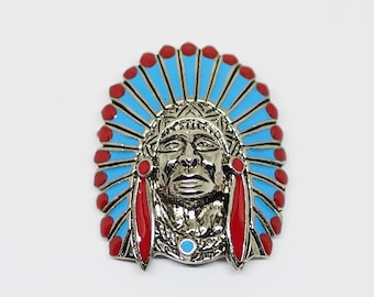 2 Pcs - Indian Head Conchos, Southwestern stud Screwback, Leather Craft, Decoration Findings / DH41