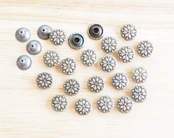 50sets 8mm White Marble Bohemian Round Decorative rivet