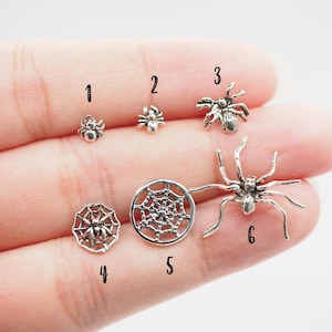 Tiny Spider stud Earrings, Sterling silver Spider Web Earrings, Spooky Punk Halloween earrings, Fun Insect earrings