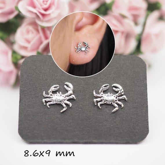 Orecchini A Granchio Qings – Argento 925 Con Zirconi, Placcati Oro 18K, Tema Marino, Regalo Per Donne E Ragazze, Confezione Regalo