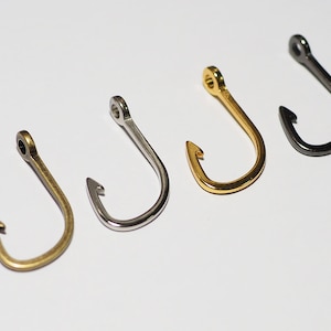 10 pieces - Thin Fish hook Charm pendants, Paracord Bracelet making, Nautical jewelry / HF04