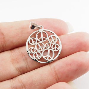 Peace Symbol Pendant for Necklace, Sterling silver  Peace pendants, Hippie Necklace / KP52