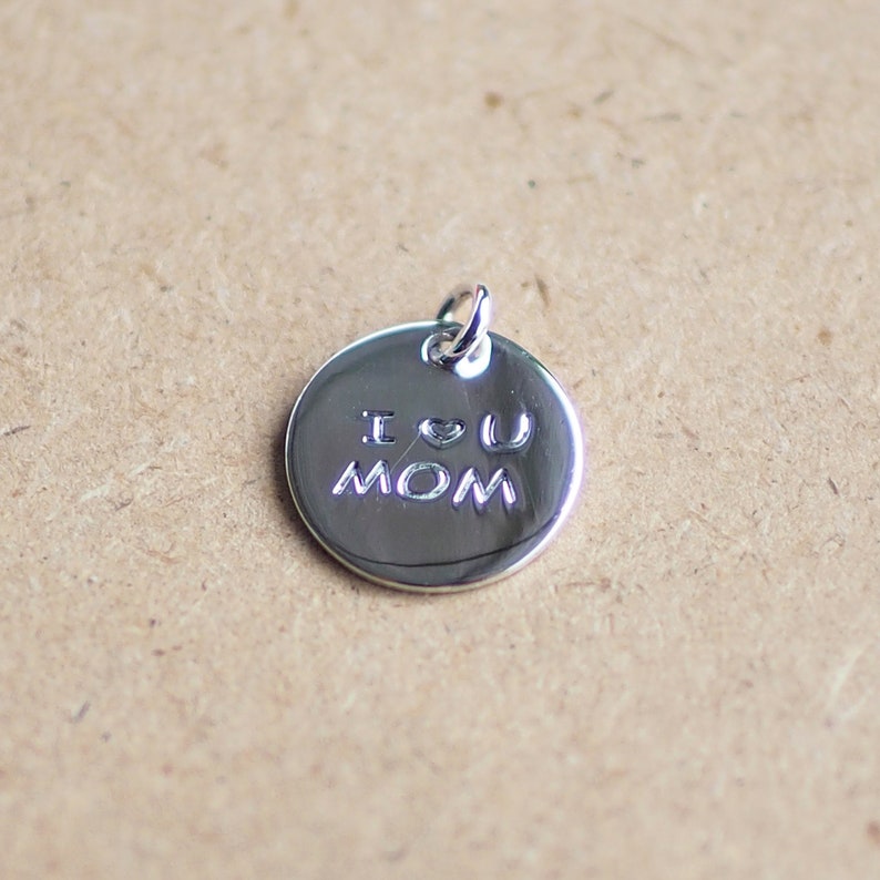 Mom Tag Charm pendants, I love you mom charm, sterling silver Jewelry Supplies, Family jewelry, Gift for mother /PD239 image 5