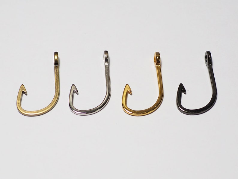10 Pieces Thin Fish Hook Charm Pendants Paracord Bracelet Image 0