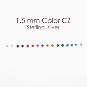 1,5 mm CZ Ohrstecker, Sterling Silber Zierliche Kleine mm Ohrstecker, kleine Knorpel Helix Ohrstecker