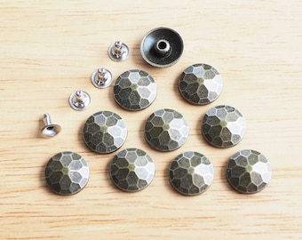 20 Sets of 9 mm Flower Stud Rivets, Geometric Rivet Stud, Leather craft, Honeycomb Decoration findings, Fashion stud / RV11