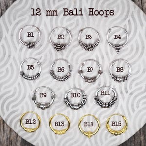 Tribal Bali Hoop Earrings, Boho Earrings, Cartilage Hoop Earrings, Unisex earrings 10-16 mm, balinese hoops, small hoop earrings