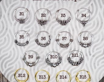 Tribal Bali-oorbellen, boho-oorbellen, kraakbeenoorbellen, uniseks oorbellen 10-16 mm, balinese hoepels, kleine hoepels